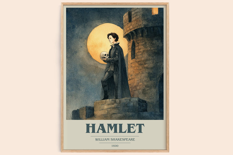 Hamlet book cover book poster by William Shakespeare – framed literary art print