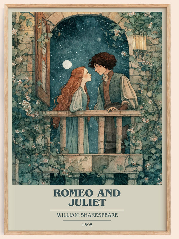 Romeo and Juliet book cover book poster by William Shakespeare – framed literary art print