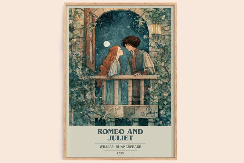 Romeo and Juliet book cover book poster by William Shakespeare – framed literary art print