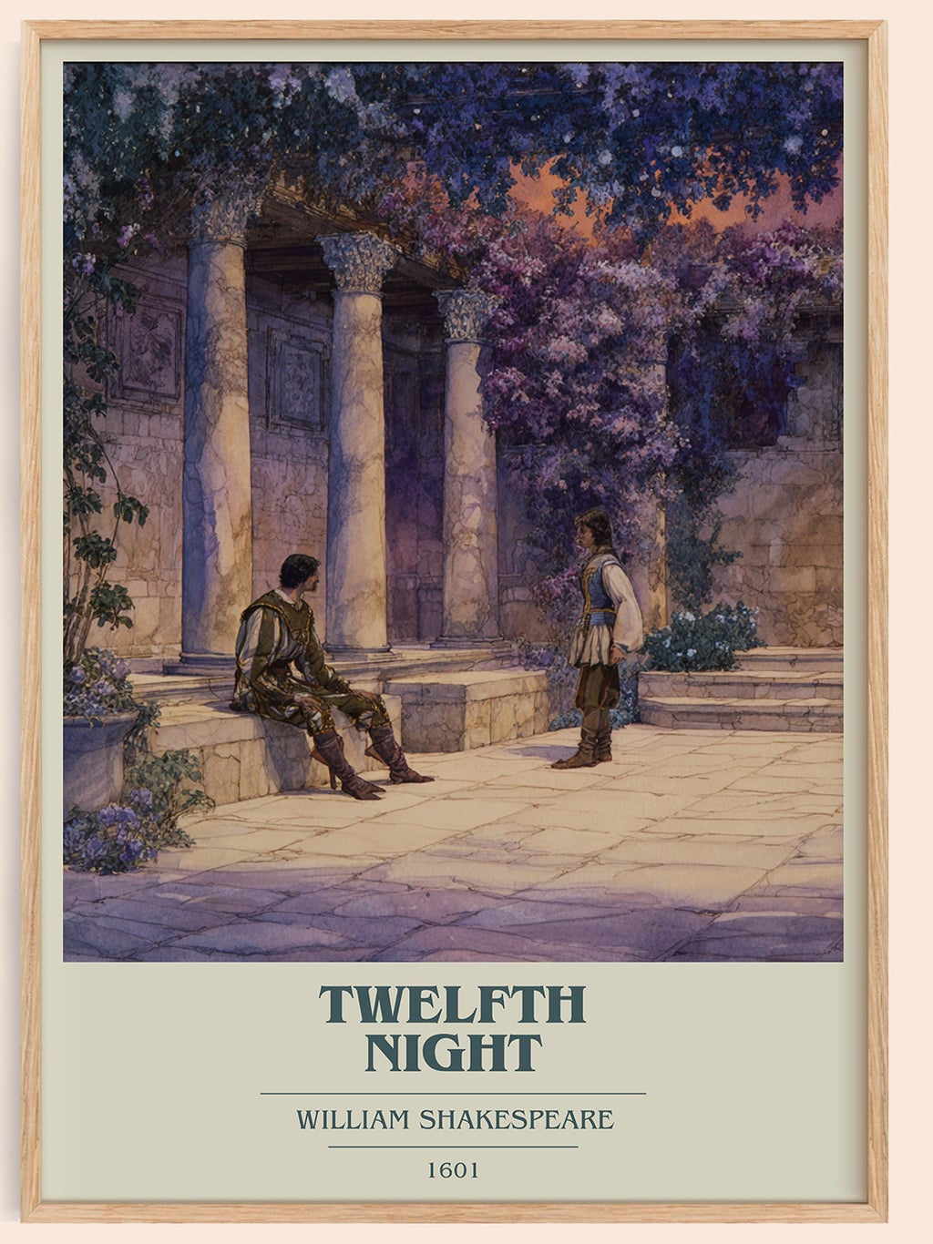 Twelfth Night book cover book poster by William Shakespeare – framed literary art print