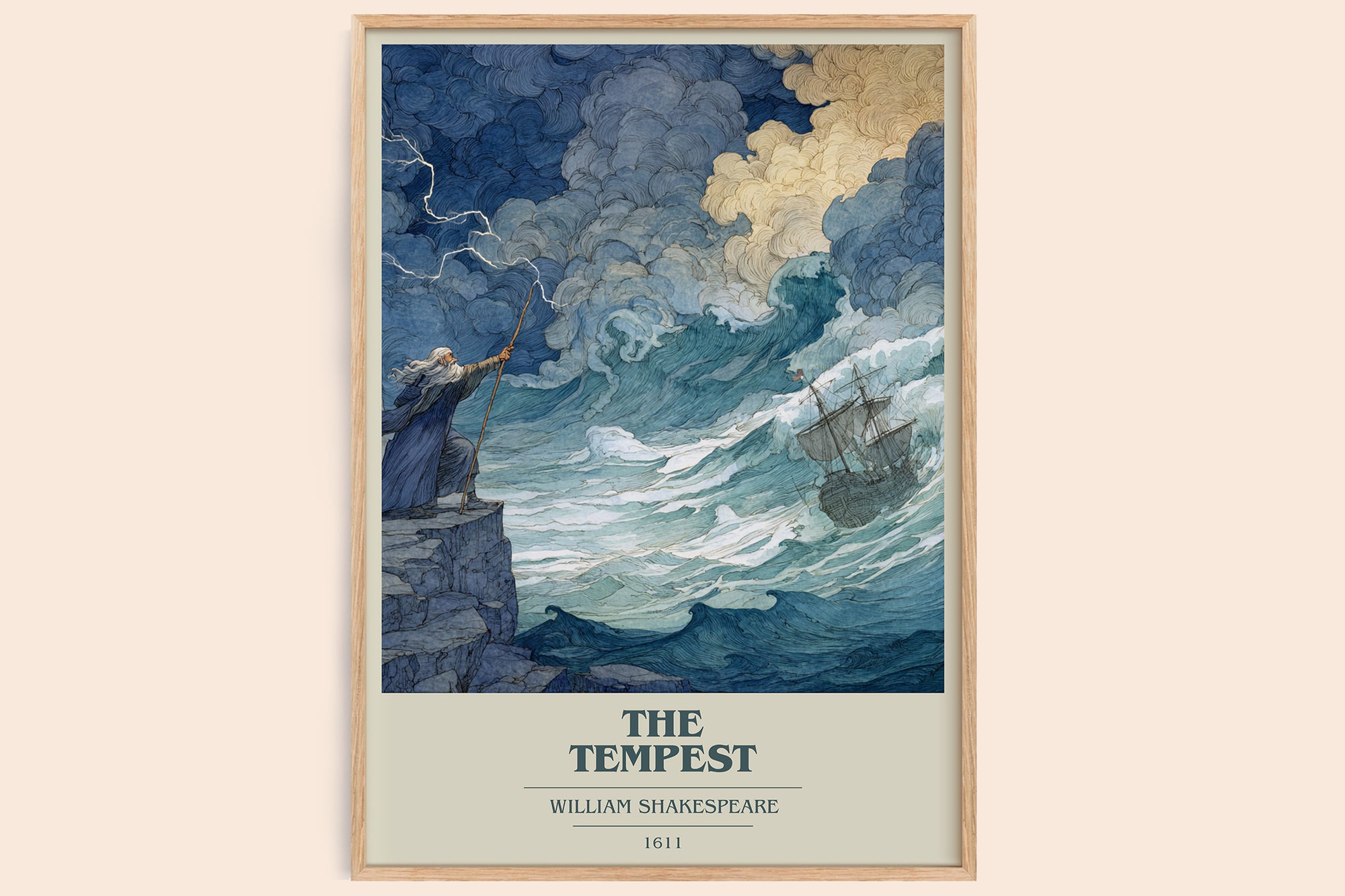 The Tempest book cover book poster by William Shakespeare – framed literary art print
