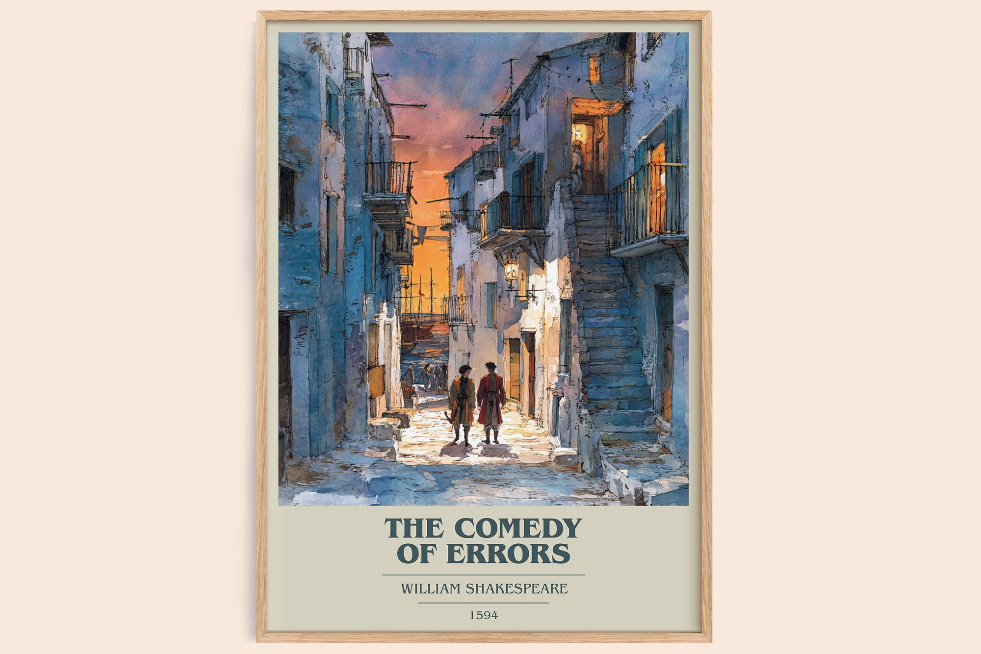 The Comedy of Errors book cover book poster by William Shakespeare – framed literary art print