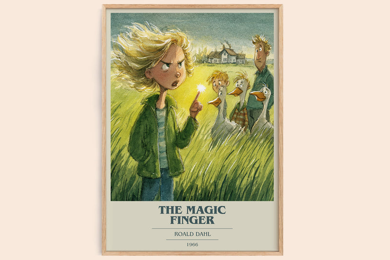 The Magic Finger book cover book poster by Roald Dahl – framed literary art print