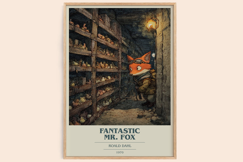 Fantastic Mr. Fox book cover book poster by Roald Dahl – framed literary art print