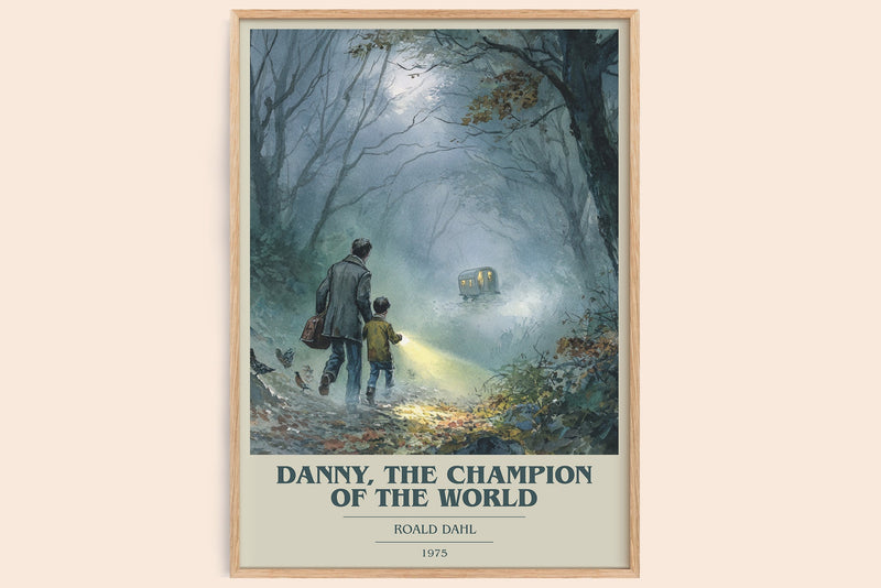 Danny, The Champion Of The World book cover book poster by Roald Dahl – framed literary art print