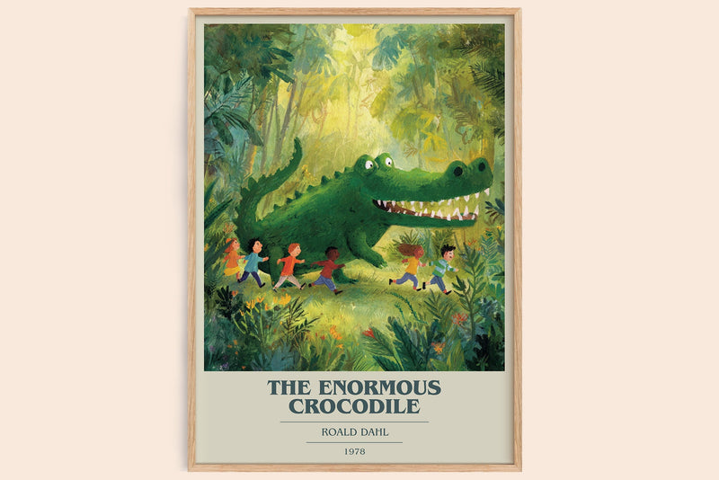 The Enormous Crocodile book cover book poster by Roald Dahl – framed literary art print
