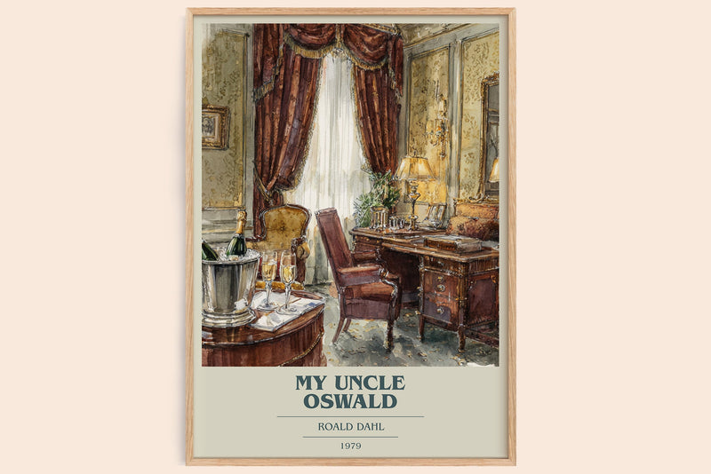 My Uncle Oswald book cover book poster by Roald Dahl – framed literary art print
