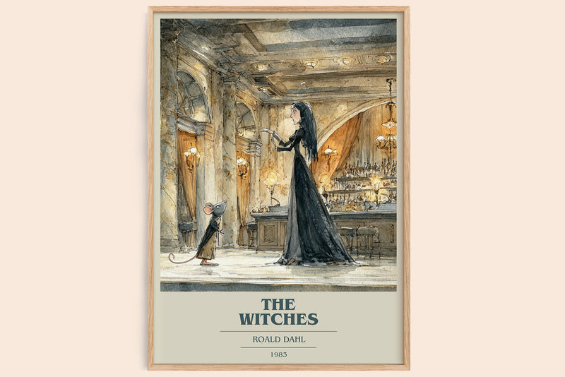 The Witches book cover book poster by Roald Dahl – framed literary art print