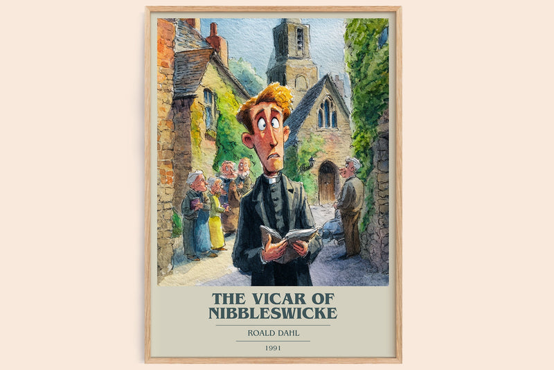 The Vicar of Nibbleswicke book cover book poster by Roald Dahl – framed literary art print