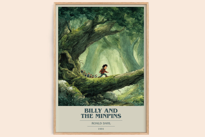 Billy and the Minpins Book Cover Poster by Roald Dahl (Modern Minimalist style)
