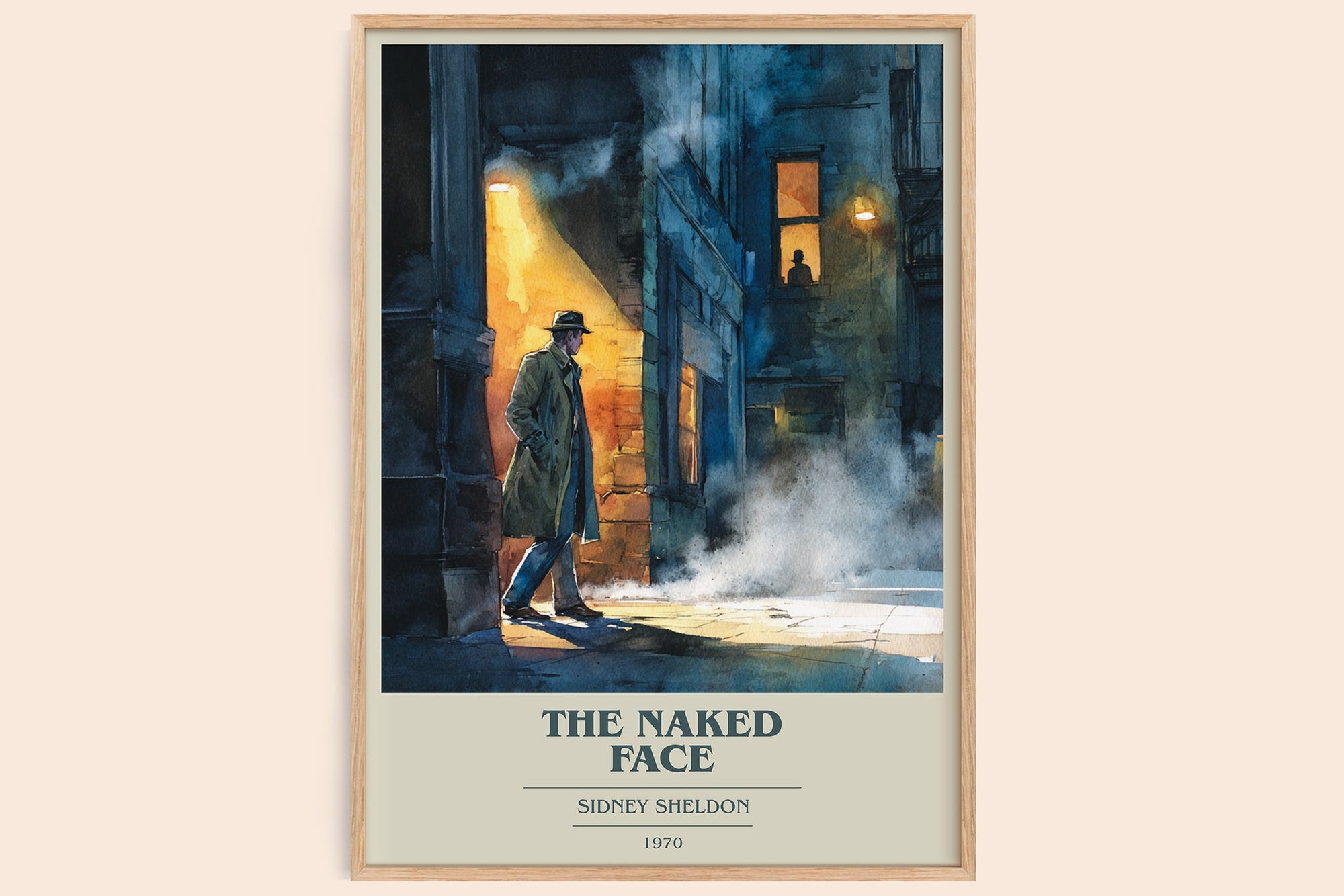 The Naked Face book cover book poster by Sidney Sheldon – framed literary art print