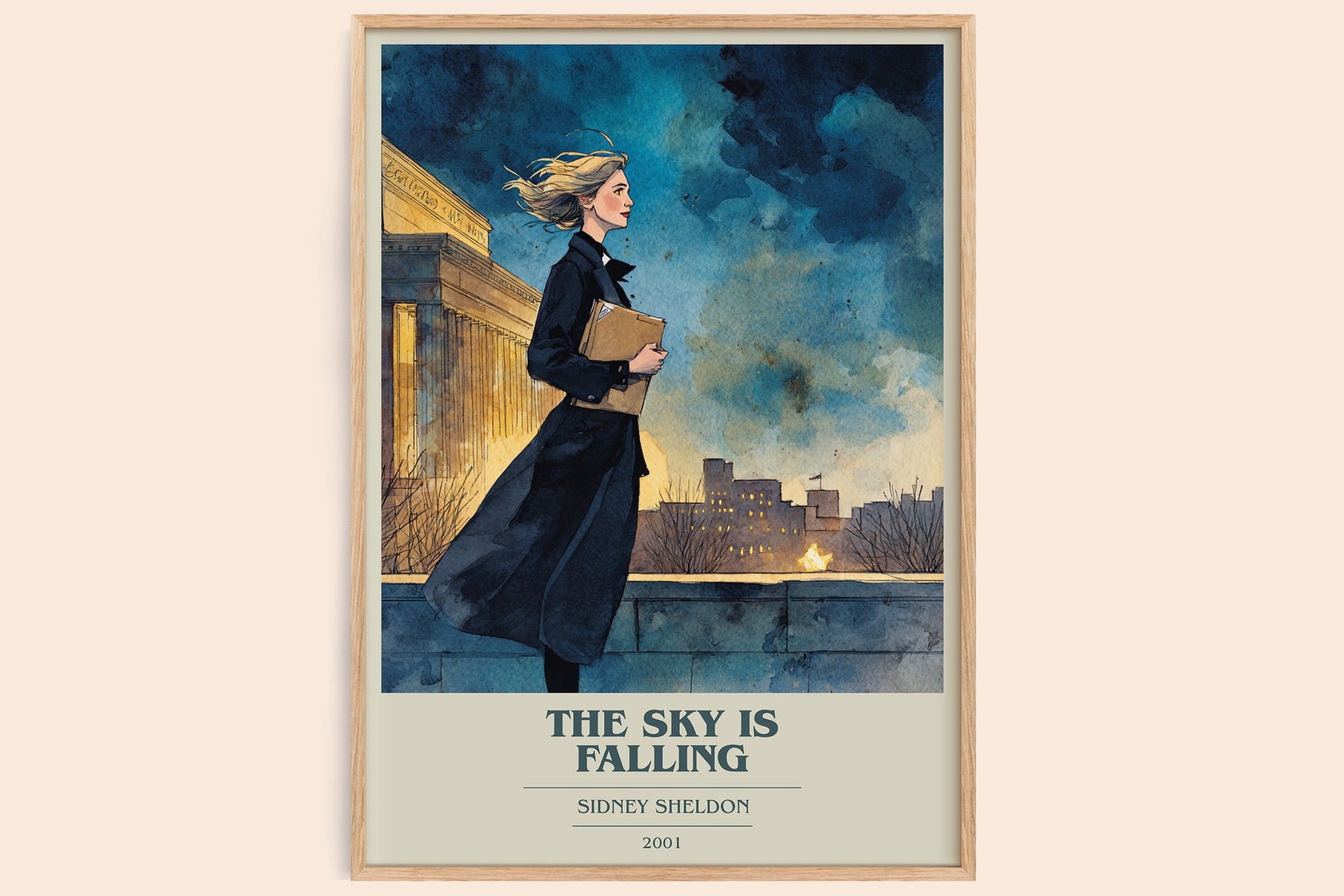 The Sky Is Falling book cover book poster by Sidney Sheldon – framed literary art print