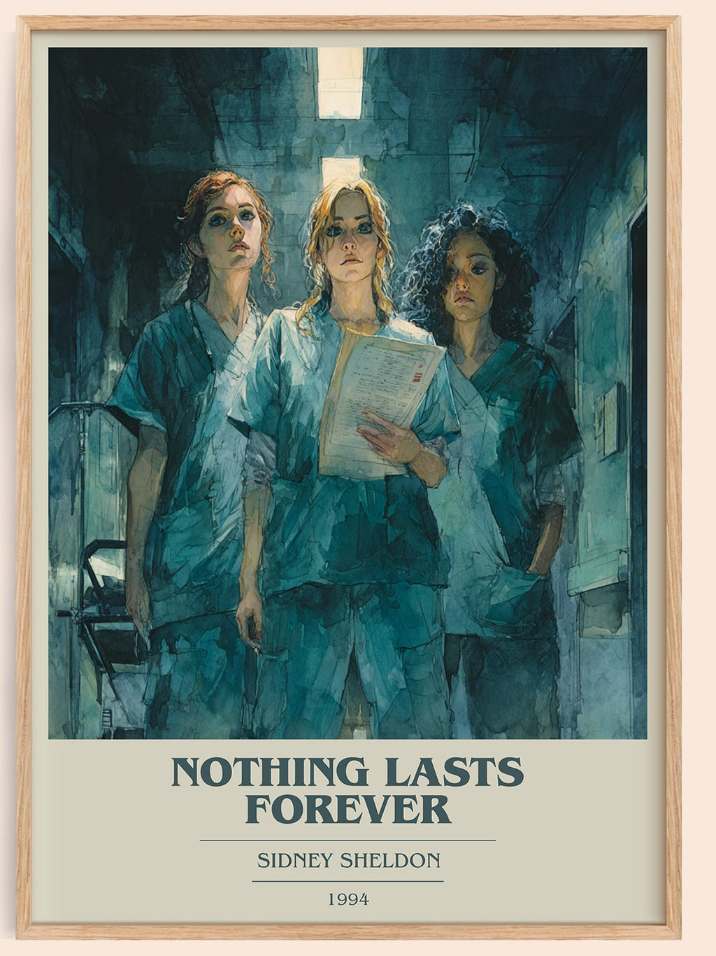 Nothing Lasts Forever book cover book poster by Sidney Sheldon – framed literary art print