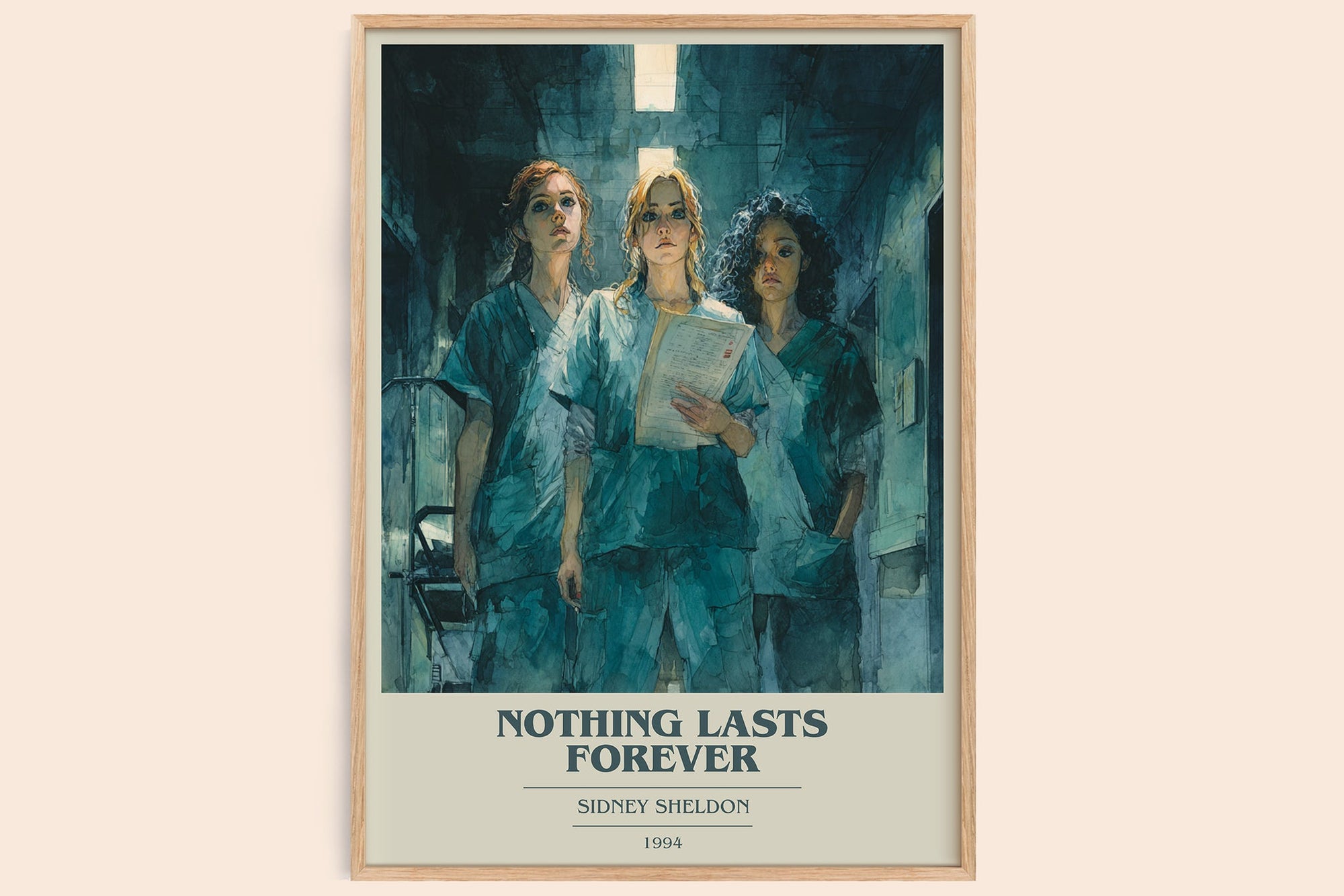 Nothing Lasts Forever book cover book poster by Sidney Sheldon – framed literary art print