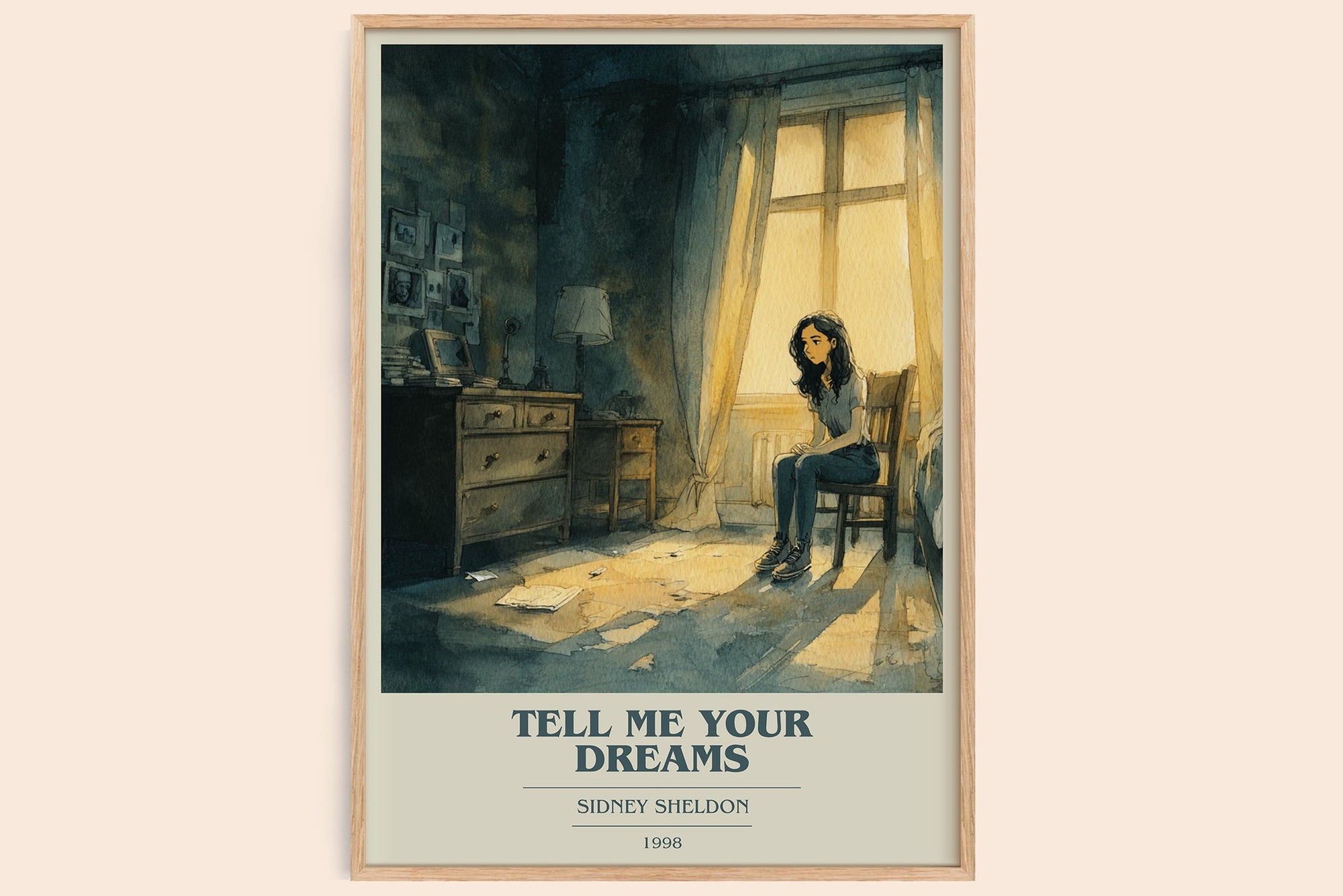 Tell Me Your Dreams book cover book poster by Sidney Sheldon – framed literary art print