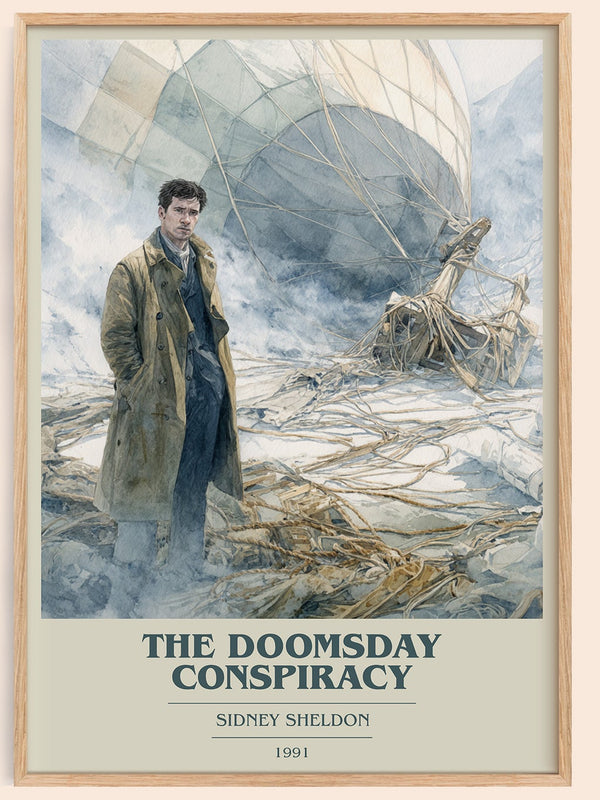 The Doomsday Conspiracy book cover book poster by Sidney Sheldon – framed literary art print