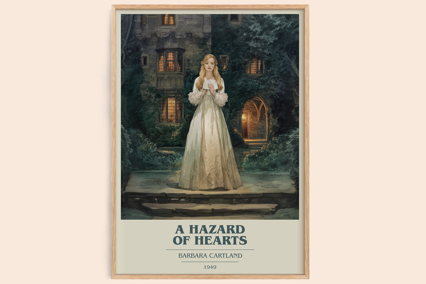A Hazard of Hearts book cover book poster by Barbara Cartland – framed literary art print