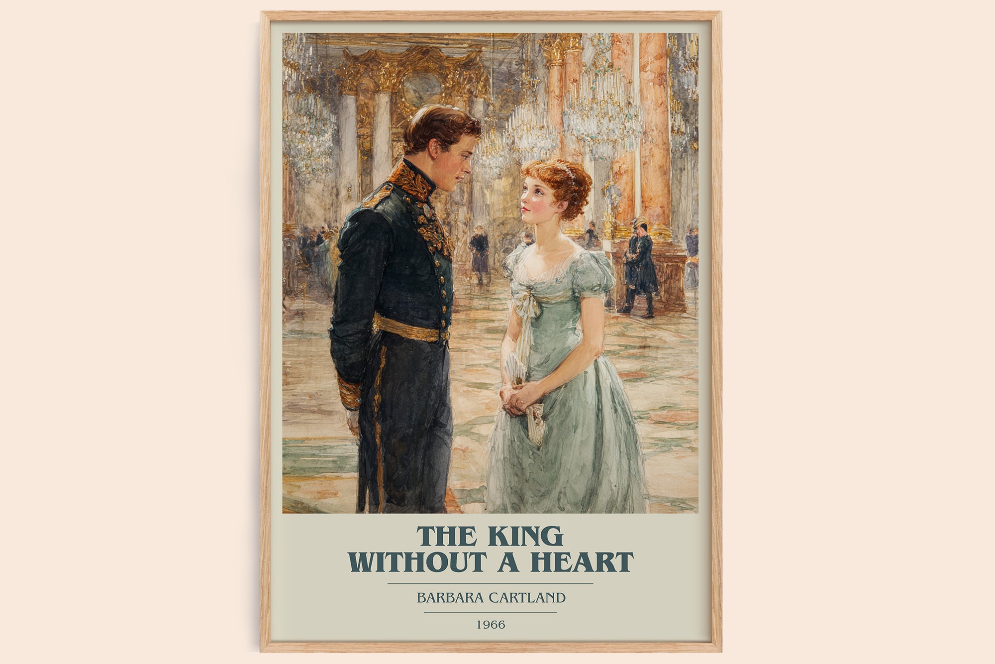 The King Without A heart book cover book poster by Barbara Cartland – framed literary art print
