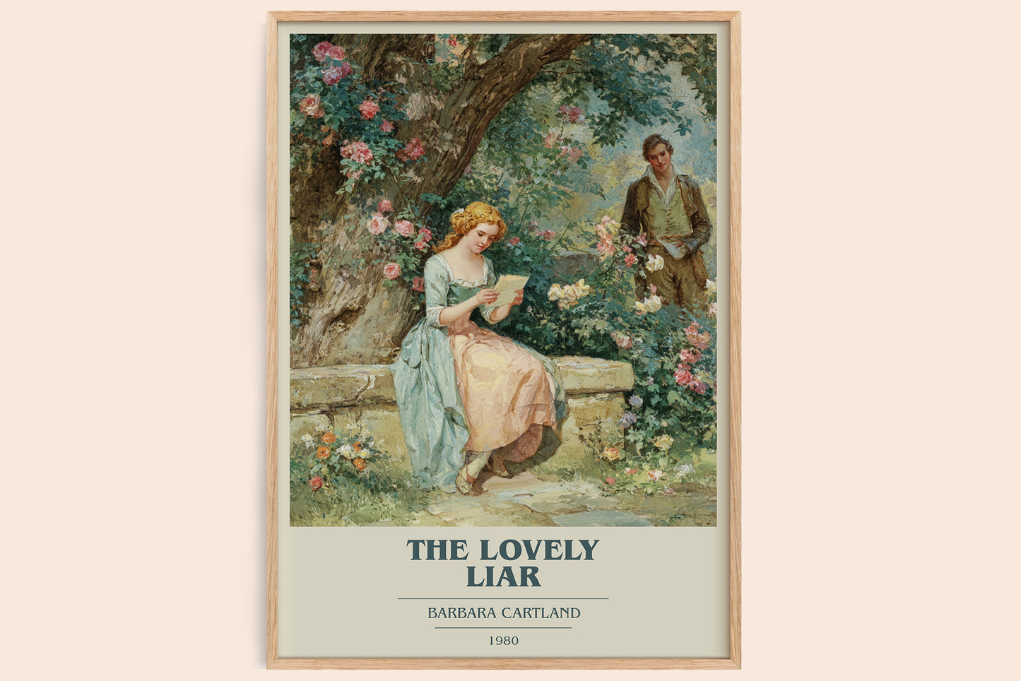 The Lovely Liar book cover book poster by Barbara Cartland – framed literary art print