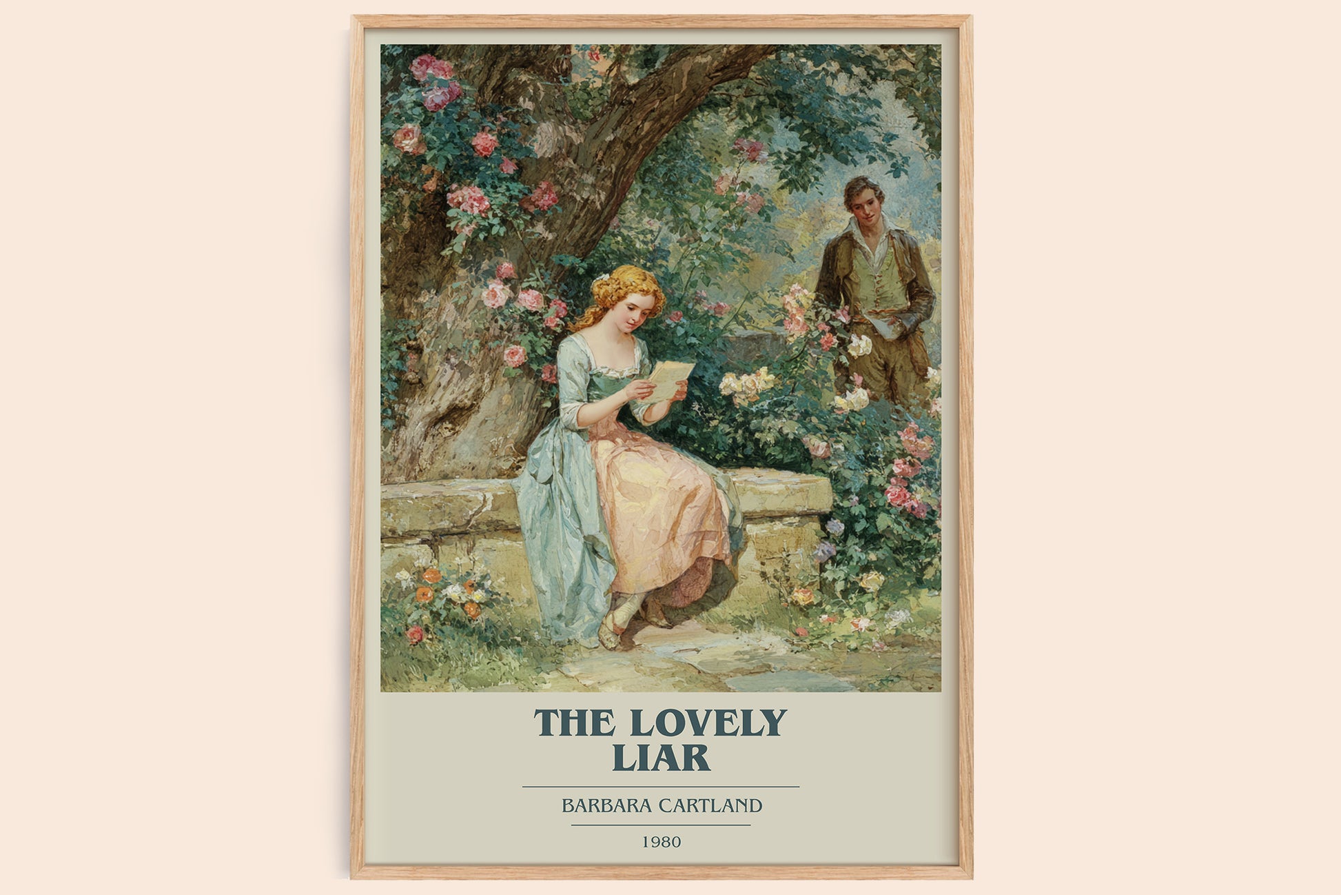 The Lovely Liar book cover book poster by Barbara Cartland – framed literary art print