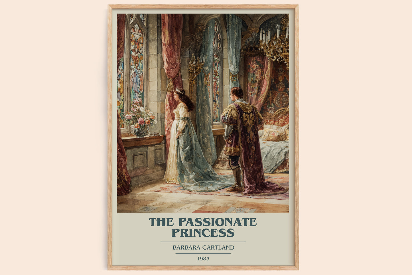 The Passionate Princess book cover book poster by Barbara Cartland – framed literary art print