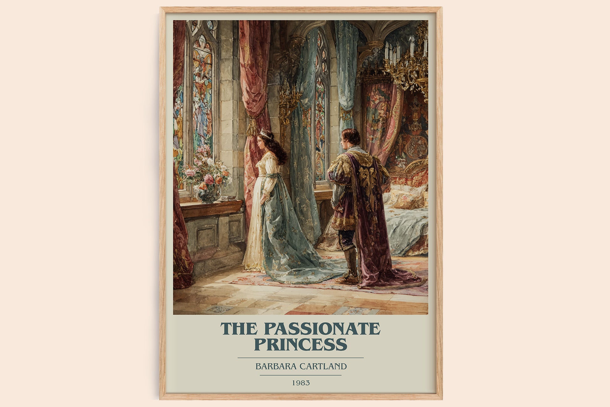 The Passionate Princess book cover book poster by Barbara Cartland – framed literary art print