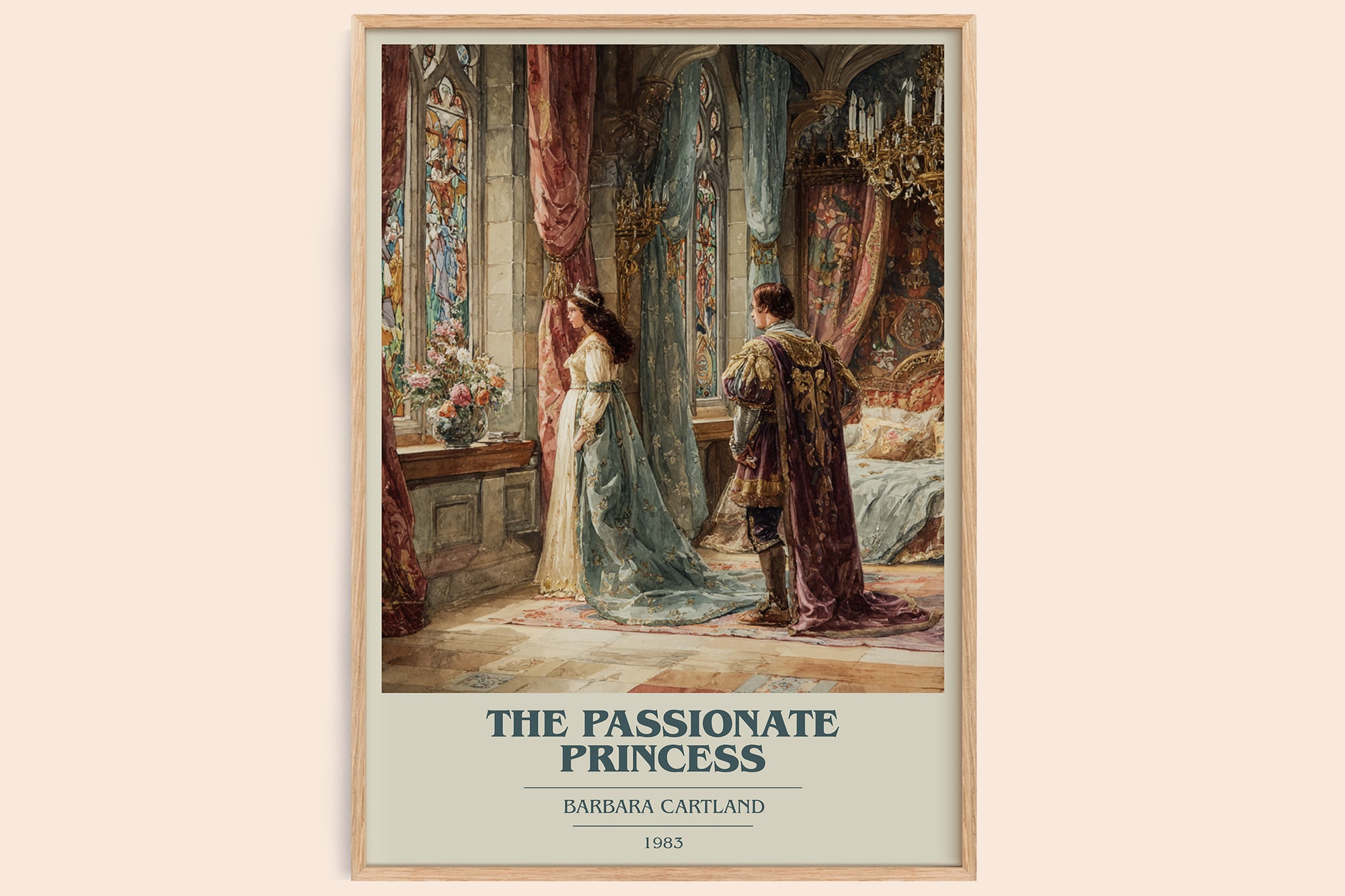 The Passionate Princess book cover book poster by Barbara Cartland – framed literary art print