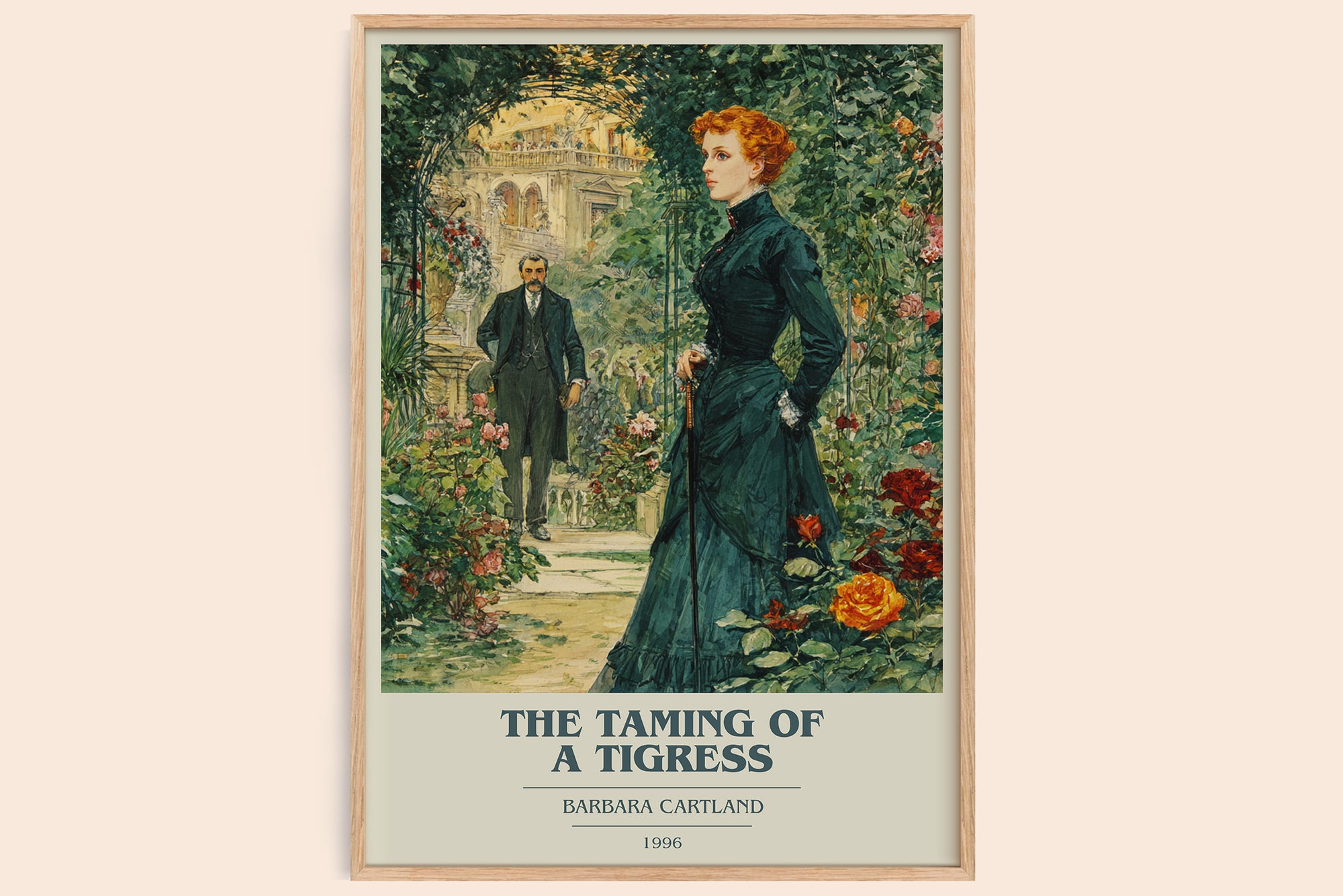 The Taming of a Tigress book cover book poster by Barbara Cartland – framed literary art print