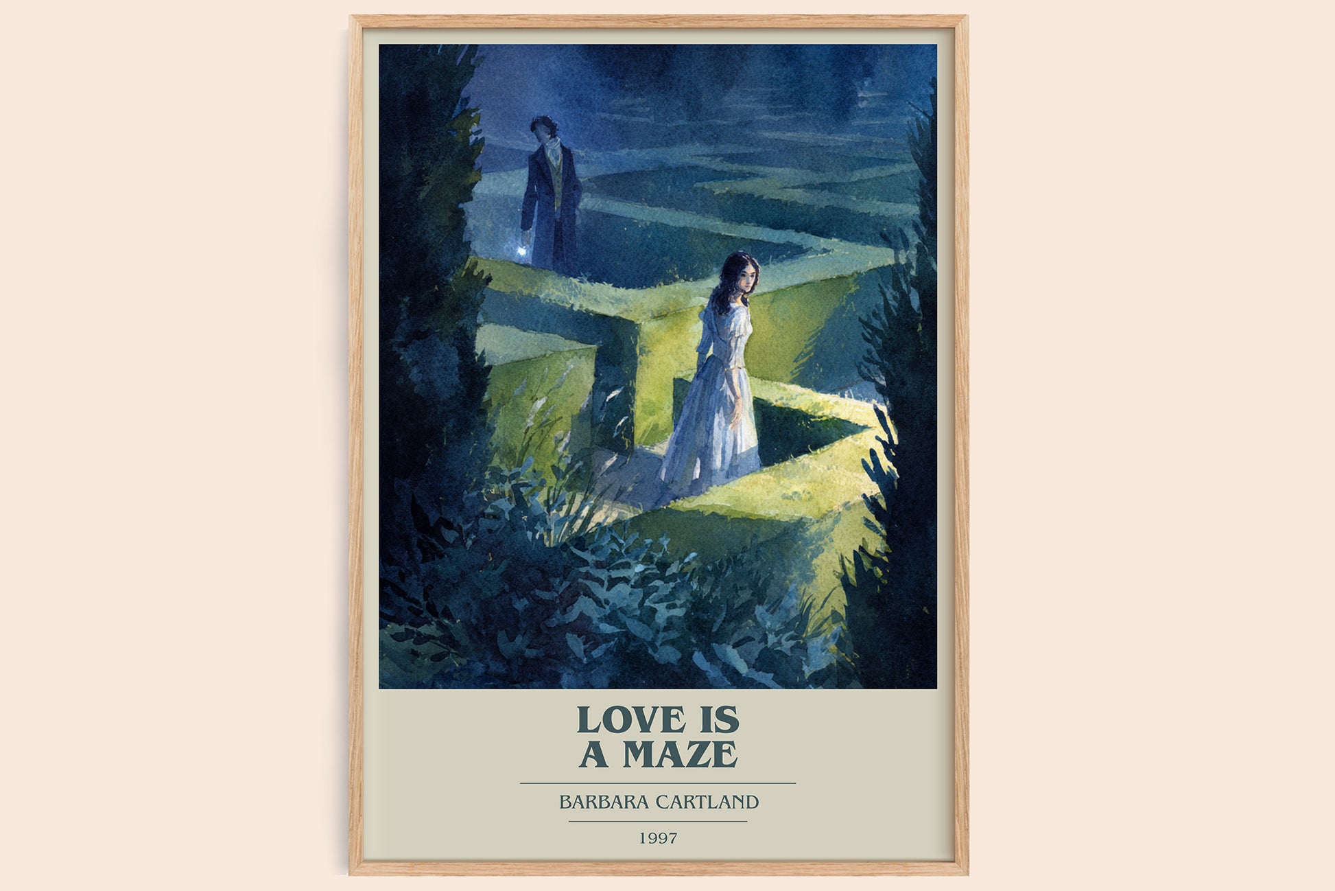 Love Is a Maze book cover book poster by Barbara Cartland. – framed literary art print
