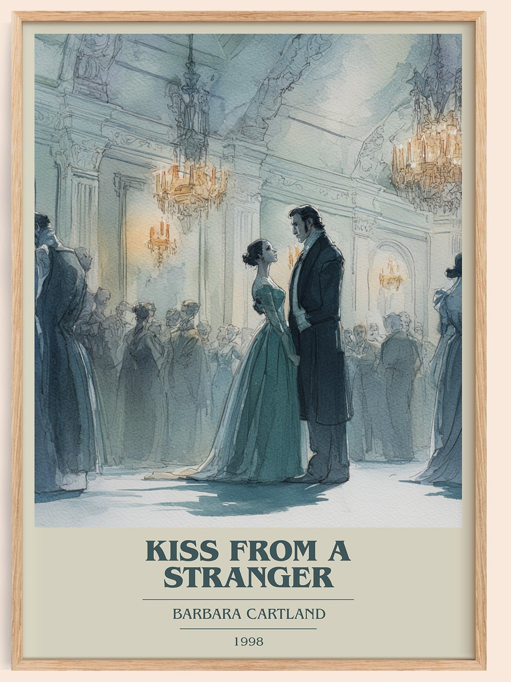 Kiss from a Stranger book cover book poster by Barbara Cartland – framed literary art print