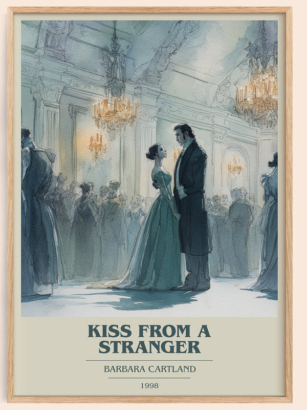 Kiss from a Stranger book cover book poster by Barbara Cartland – framed literary art print