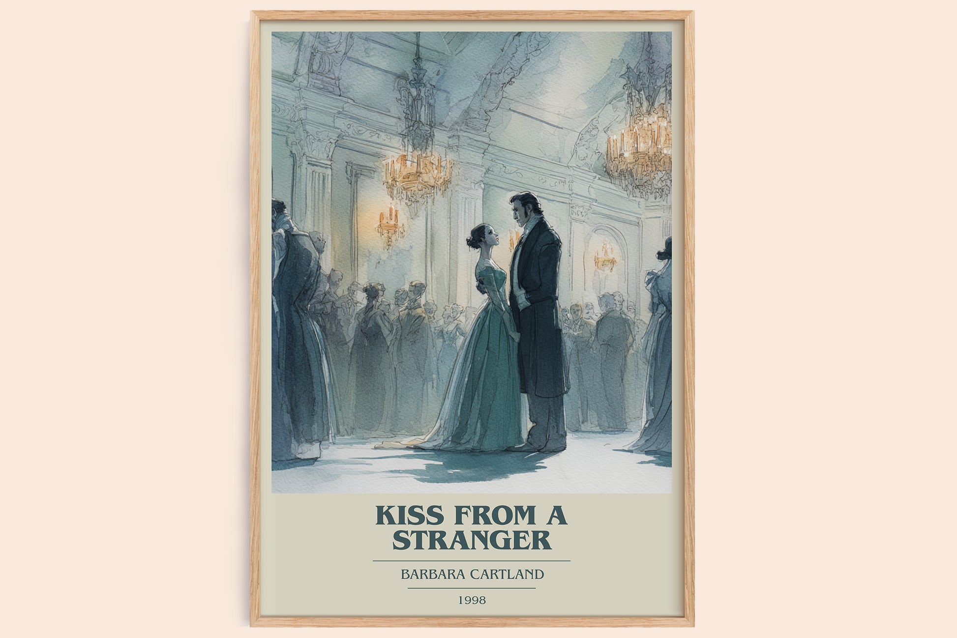 Kiss from a Stranger book cover book poster by Barbara Cartland – framed literary art print