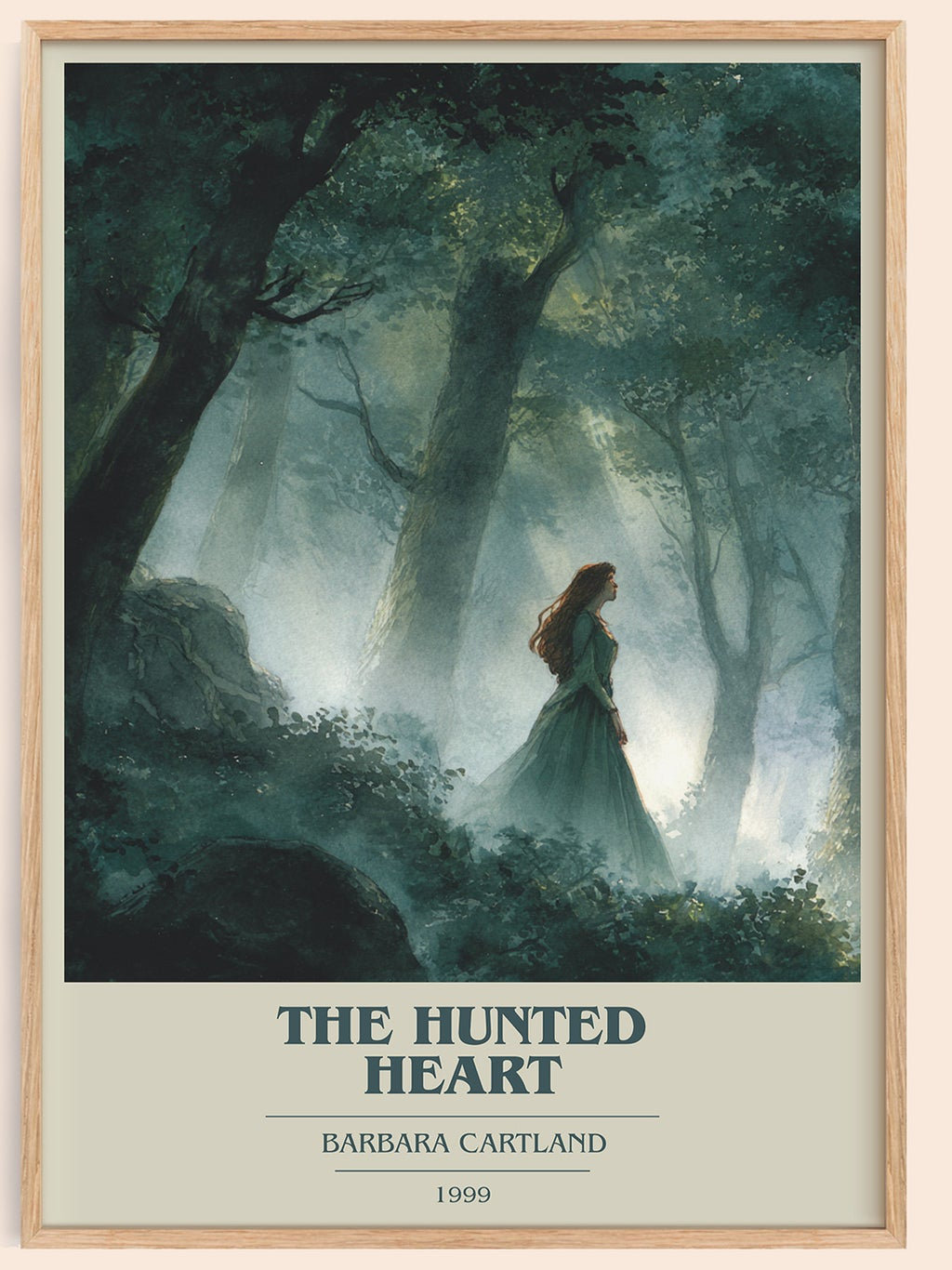 The Hunted Heart book cover book poster by BARBARA. CARTLAND – framed literary art print