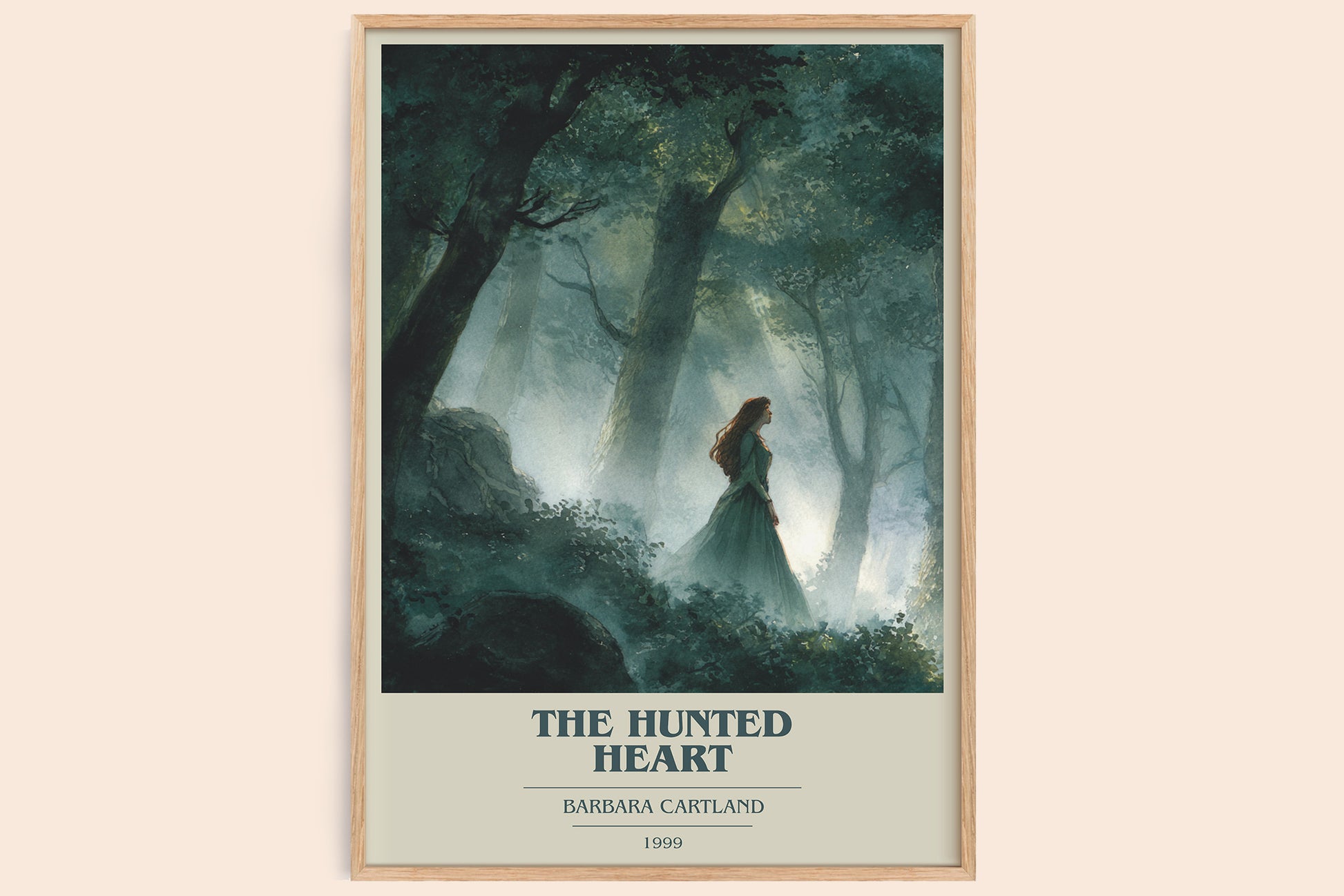 The Hunted Heart book cover book poster by BARBARA. CARTLAND – framed literary art print