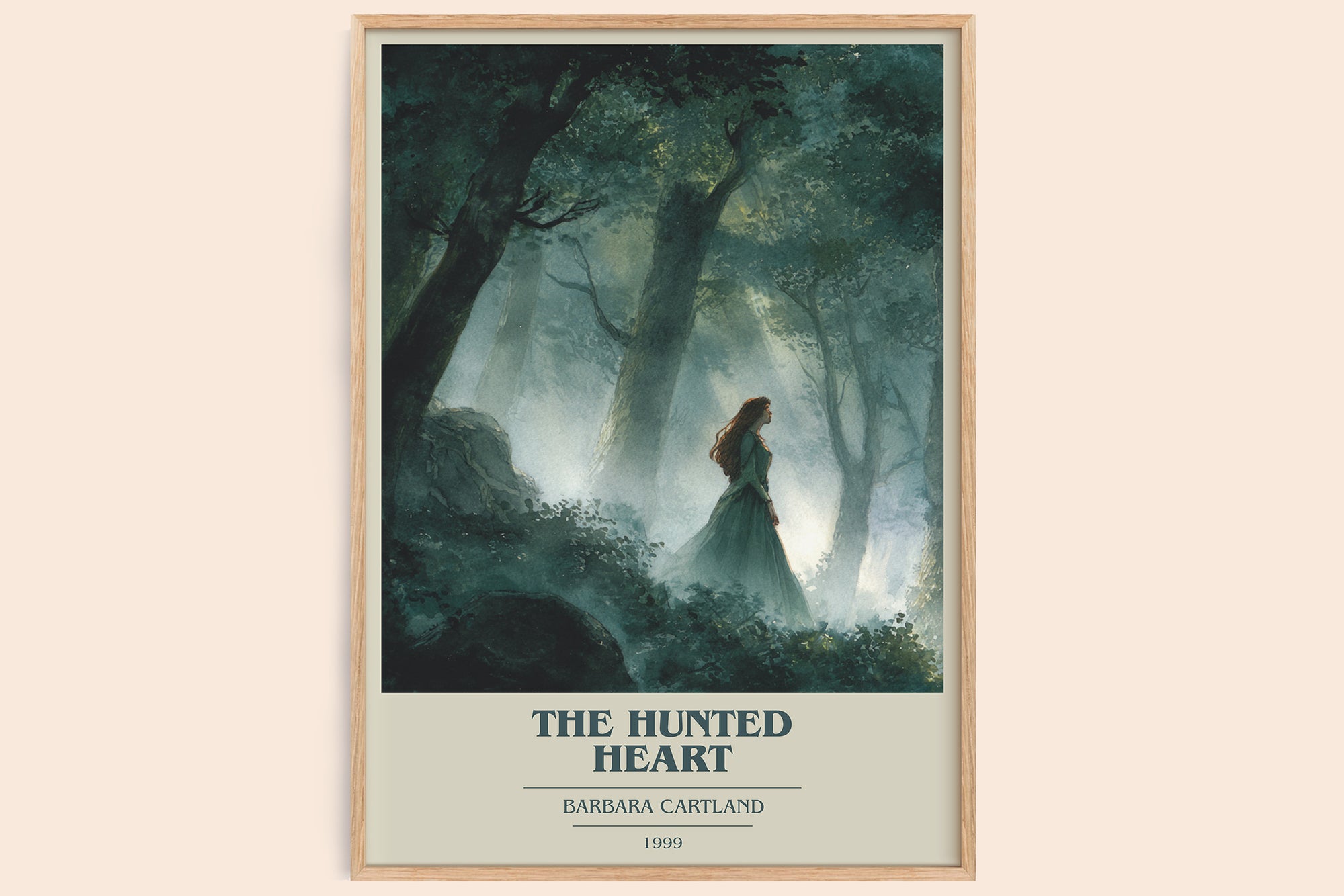 The Hunted Heart book cover book poster by BARBARA. CARTLAND – framed literary art print