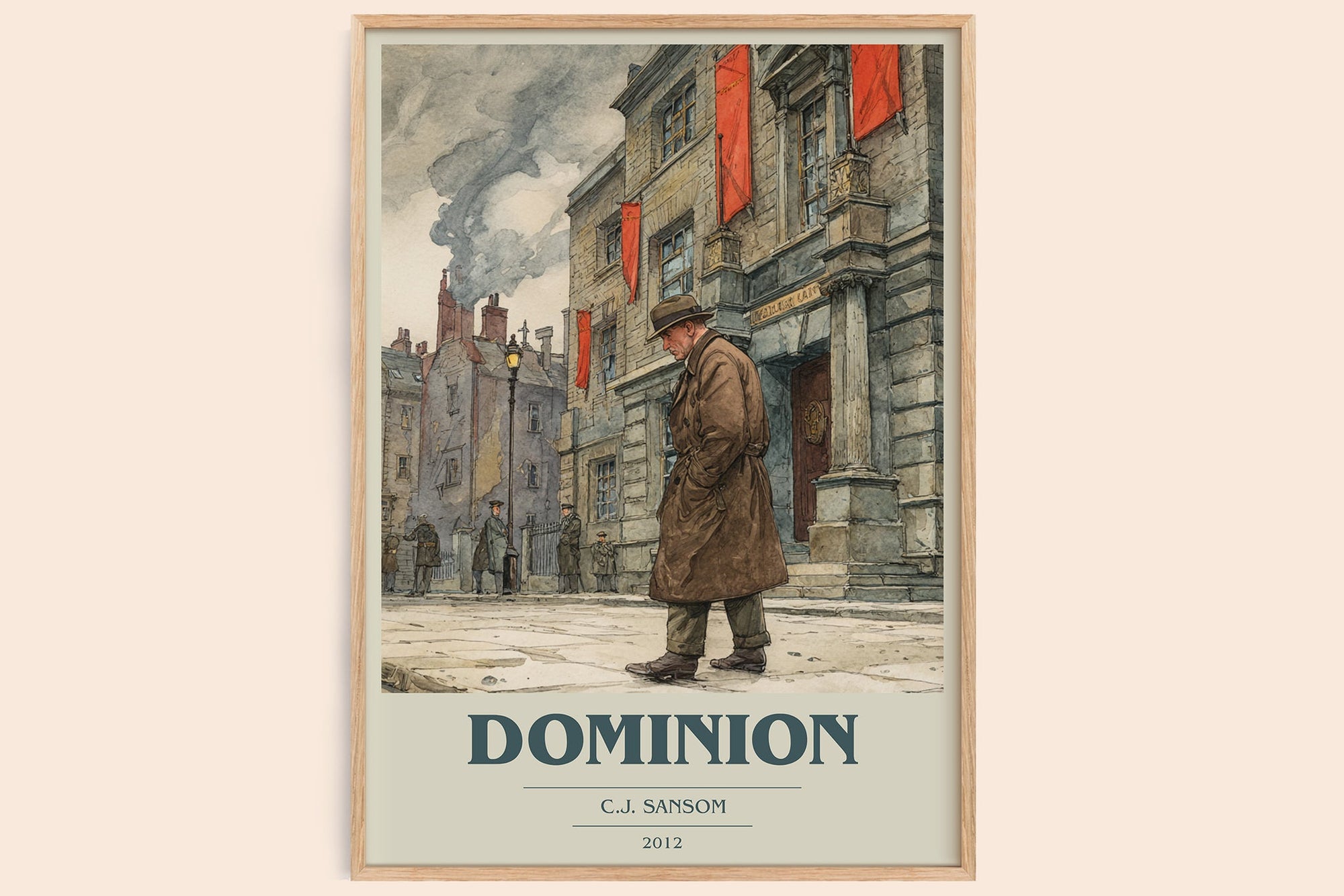 Dominion book cover book poster by C. J. Sansom – framed literary art print