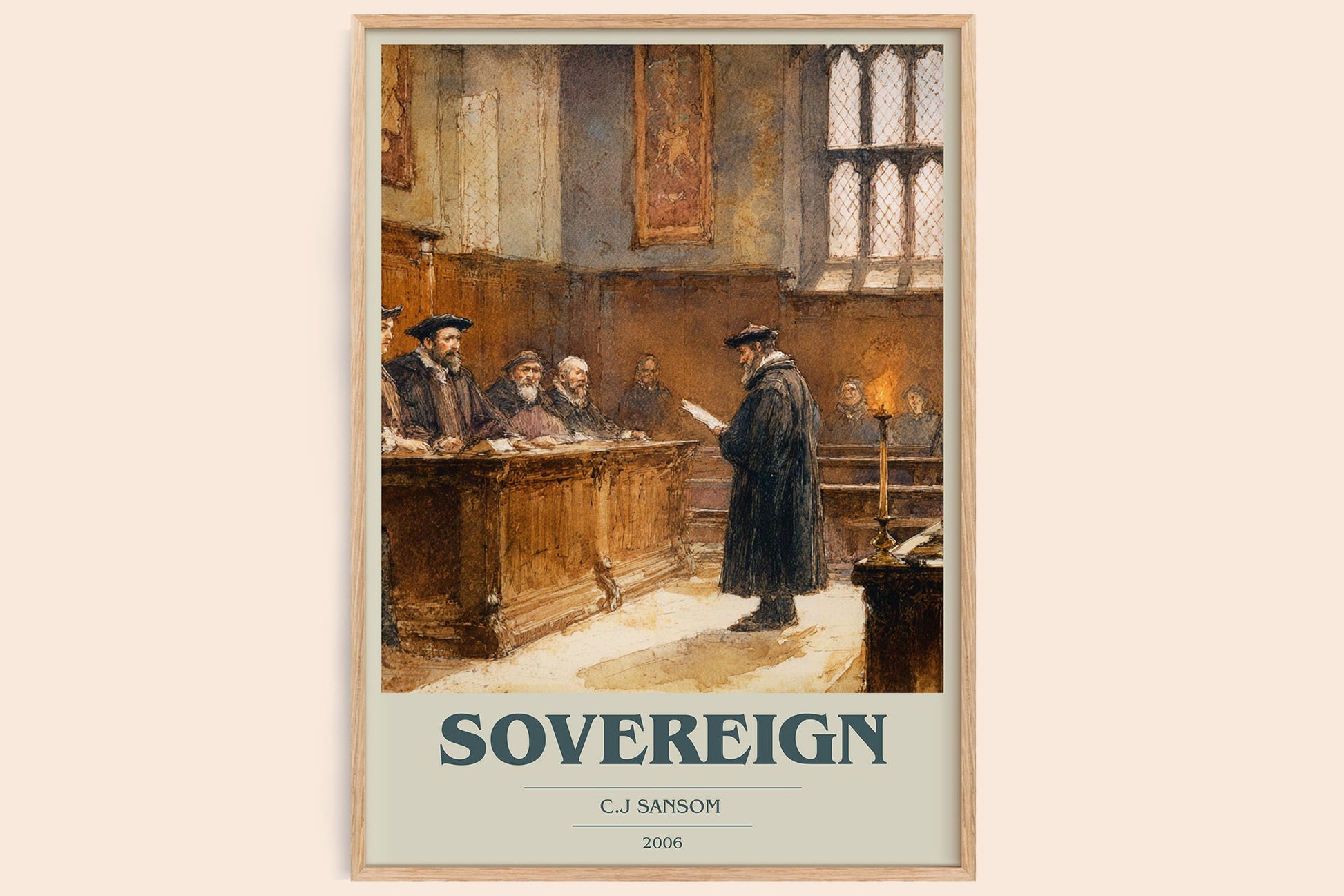 Sovereign book cover book poster by C.J Sansom – framed literary art print