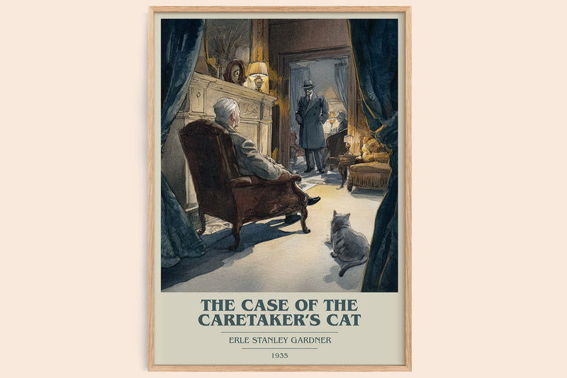 The Case of the Caretaker's Cat book cover book poster by Erle Stanley Gardner – framed literary art print