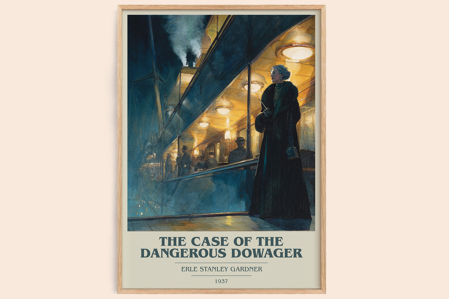 The Case Of The Dangerous Dowager book cover book poster by Erle Stanley Gardner – framed literary art print