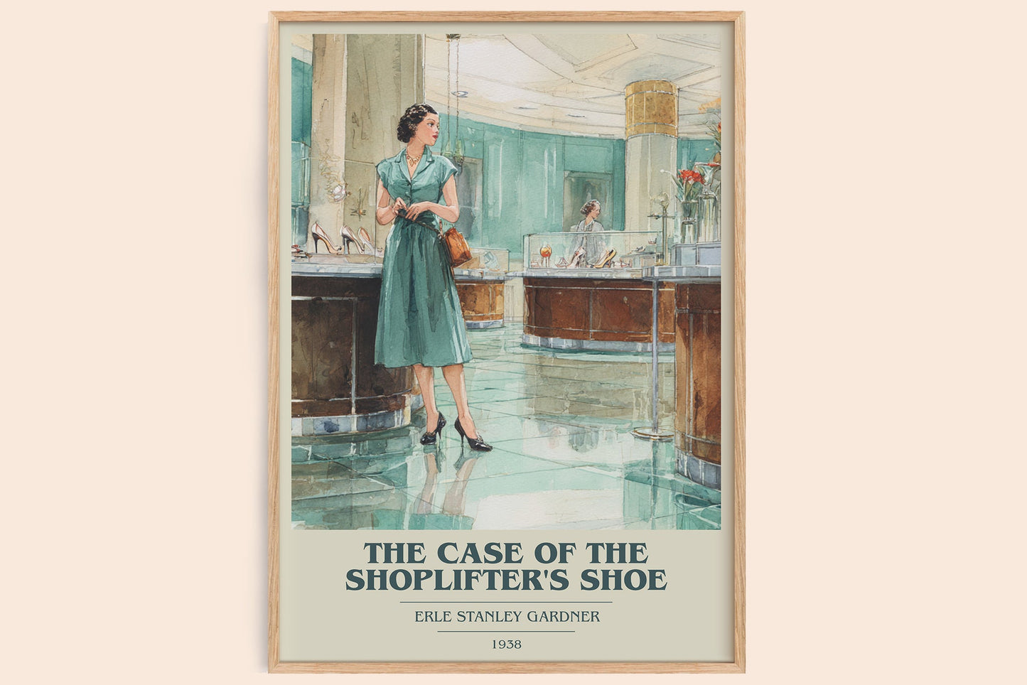 The Case of the Shoplifter's Shoe book cover book poster by Erle Stanley Gardner – framed literary art print