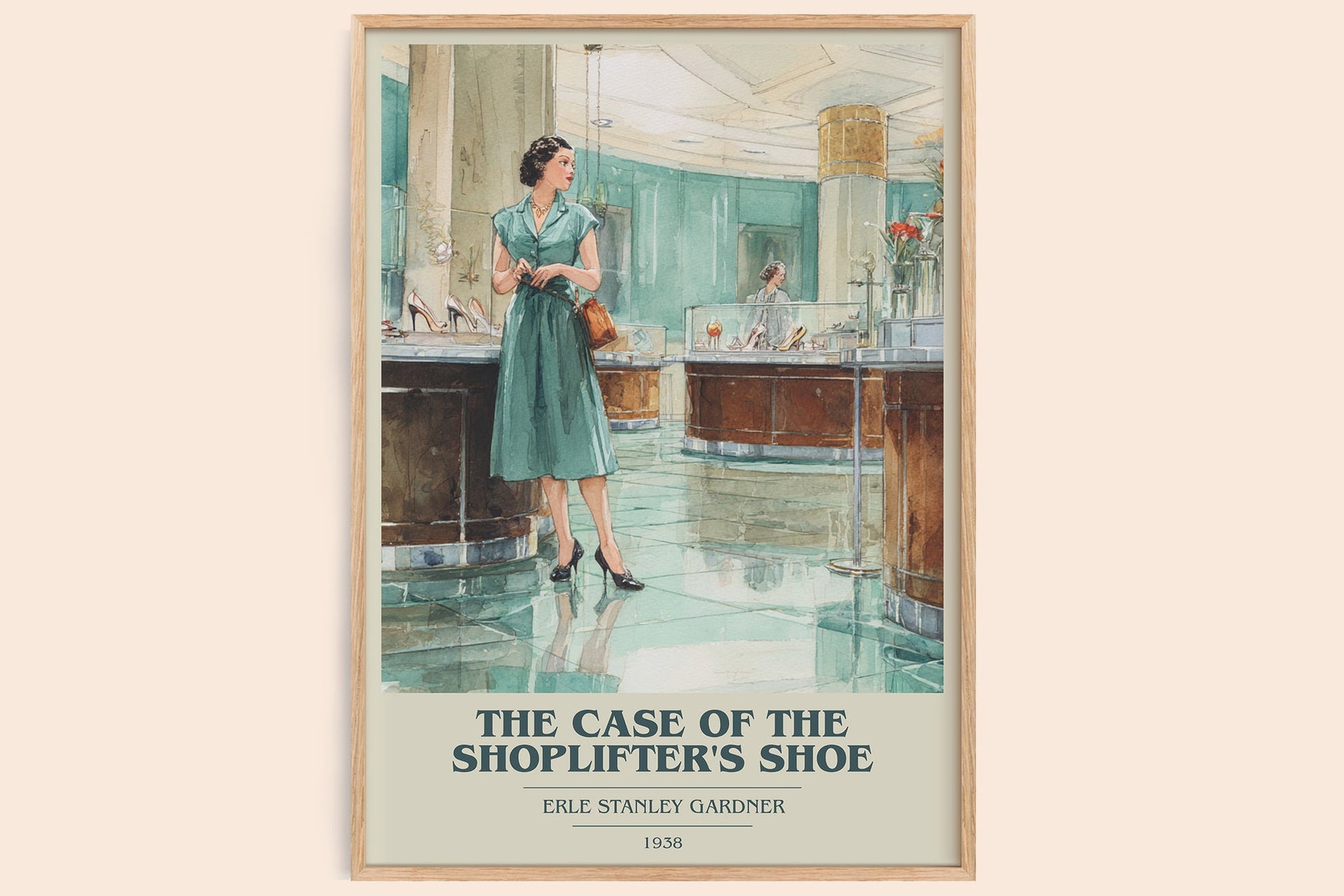 The Case of the Shoplifter's Shoe book cover book poster by Erle Stanley Gardner – framed literary art print