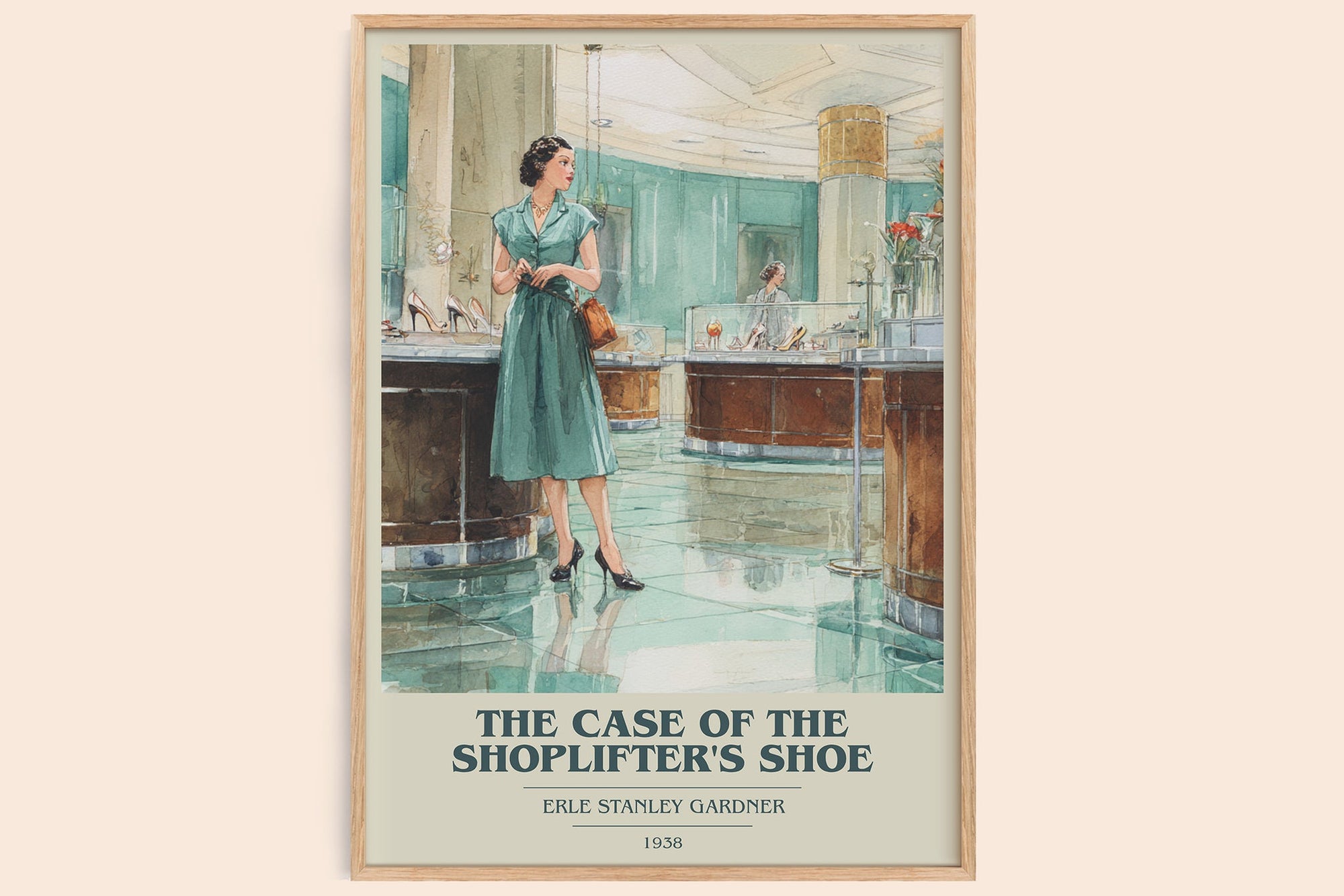 The Case of the Shoplifter's Shoe book cover book poster by Erle Stanley Gardner – framed literary art print