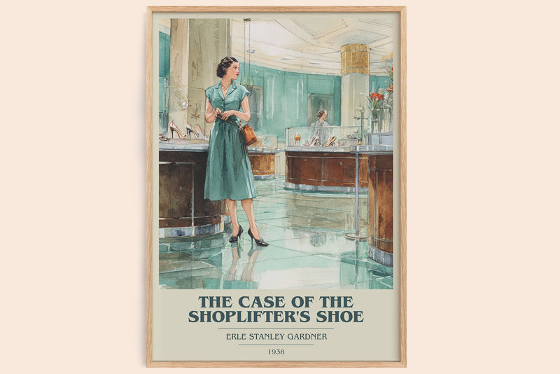 The Case of the Shoplifter's Shoe book cover book poster by Erle Stanley Gardner – framed literary art print