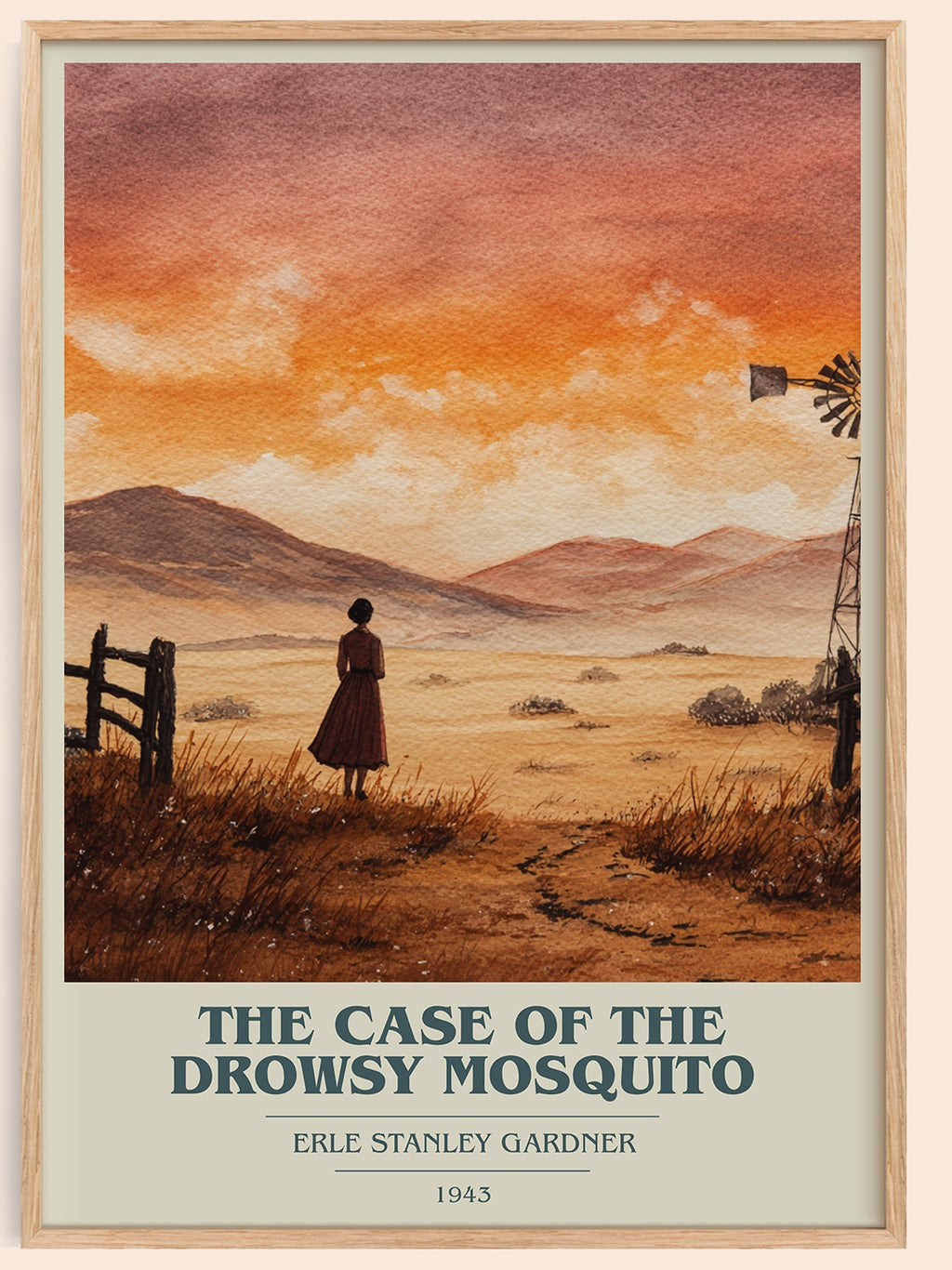 The Case of the Drowsy Mosquito book cover book poster by Erle Stanley Gardner – framed literary art print