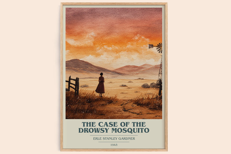 The Case of the Drowsy Mosquito book cover book poster by Erle Stanley Gardner – framed literary art print