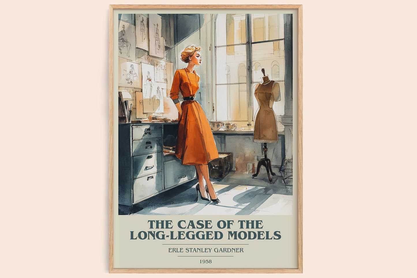 The Case of the Long-legged Models book cover book poster by Erle Stanley Gardner – framed literary art print