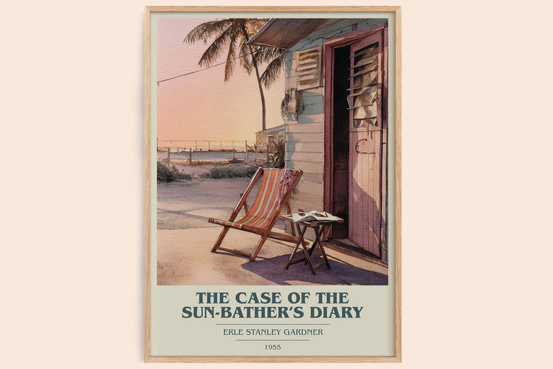 The Case of the Sun Bather's Diary book cover book poster by Erle Stanley Gardner – framed literary art print