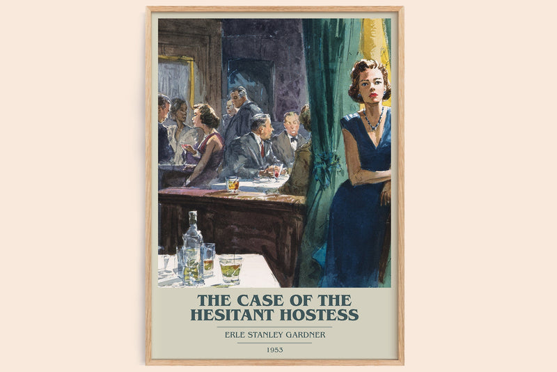 The Case of the Hesitant Hostess book cover book poster by Erle Stanley Gardner – framed literary art print