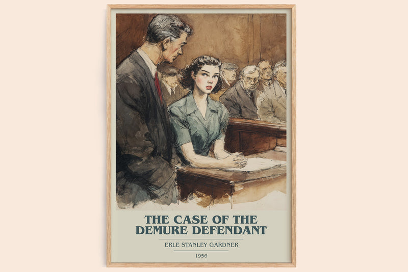The Case of the Demure Defendant book cover book poster by Erle Stanley Gardner – framed literary art print