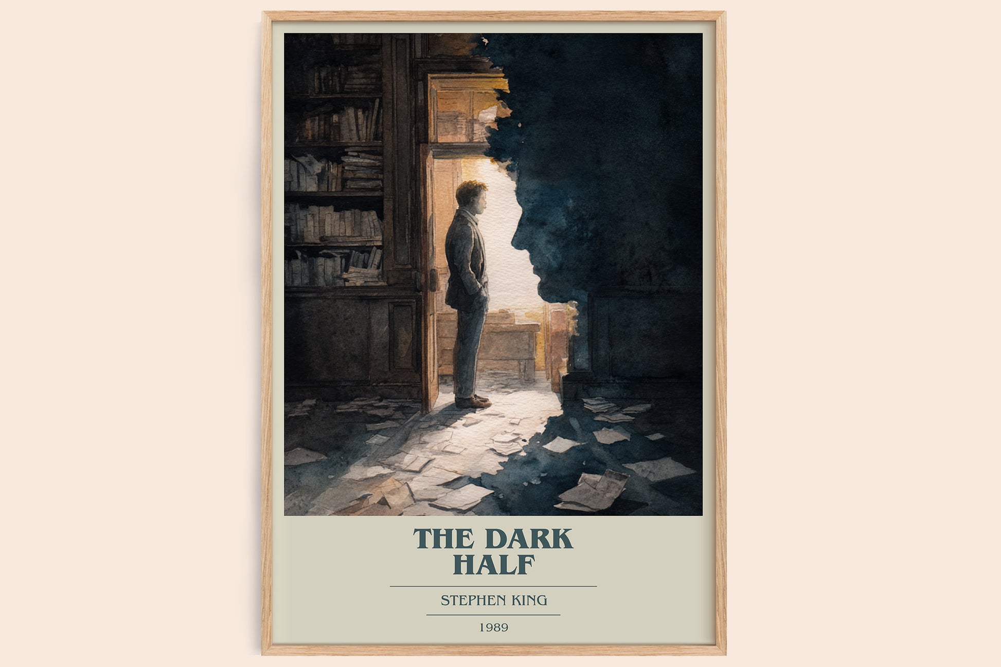 The Dark Half book cover book poster by Stephen King – framed literary art print